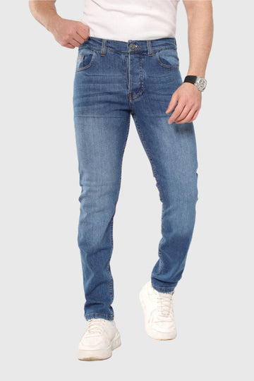 Straight Fit Cotton Jeans - Standard Blue
