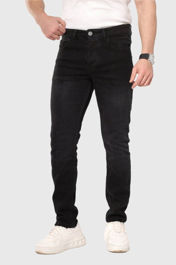 Front Light Wash Casual Buttoned Jeans - Heather Black