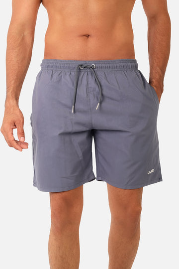 Regular Grey Swim Shorts with Side Pockets - Grey Drawstring