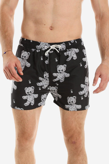 Slip On Swim Short With Watermelon Pattern – Black