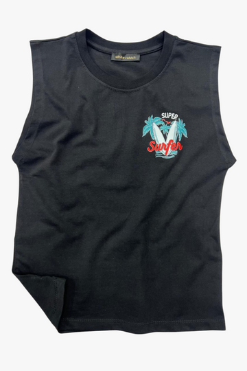 Printed Cut T-Shirt Kids– Black