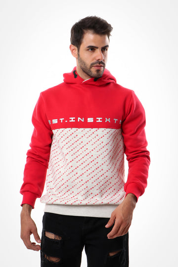 Bi-tone Printed Letters Hoodie - Steel Blue & Yellow