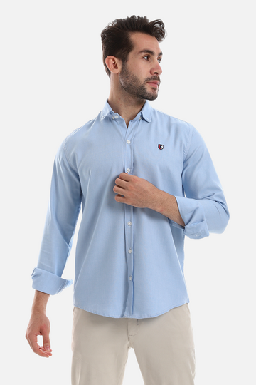 Front Buttoned Down Textured Men Shirt - Lastic