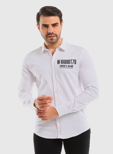Buttons Down Pineapple Long Sleeves Shirt – White
