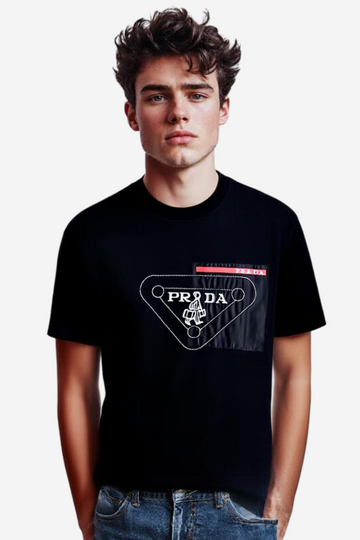 Men's Black Embossed Logo T-Shirt