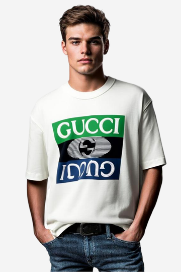 Tri-Color Logo Graphic White T-Shirt