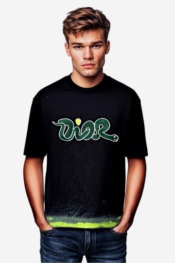 Black T-shirt with embroidery on the chest