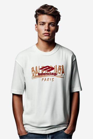 "BALENCIAGA"Comfy Printed White T-Shirt