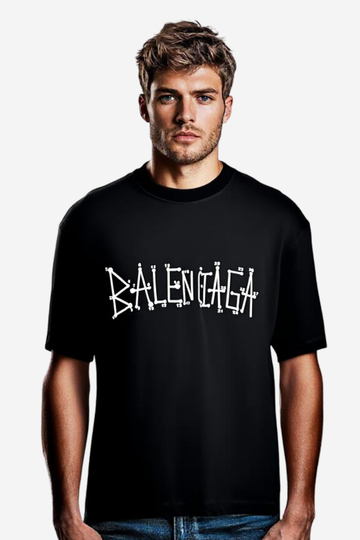 "BALENCIAGA"Comfy Printed Black T-Shirt