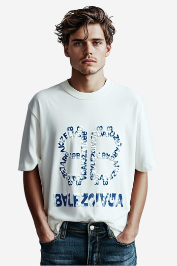 Inspired Oversized White Graphic T-Shirt with 3D Logo Design
