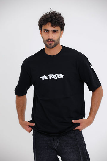 "The Roots" Printed Short Sleeves Black T-Shirt