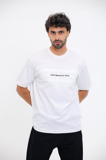 Chest Sprayed ""Most Dynamic Wear"" White Slip On Tee - White