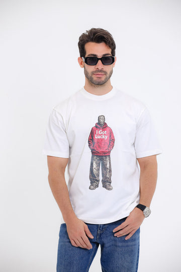 "I Got Lucky" Graphic T-Shirt - White