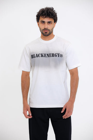 "Black Energy" Printed White T-Shirt - White