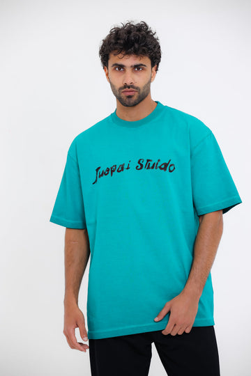 Chest Printed Cotton T-Shirt - Green