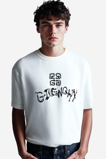 "GIVENCHY"Comfy Printed White T-Shirt