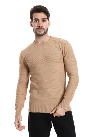 Self Patterned Round Neck Pullover