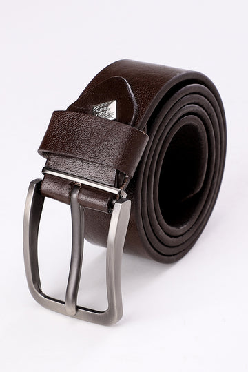 Chic Buckled Leather Belt - Brown
