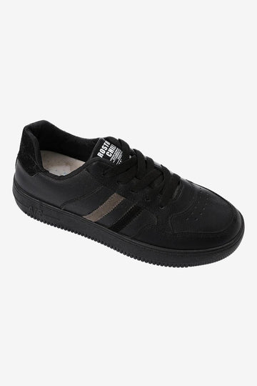 Leather with Touch of Suede Black Elegant Sneakers