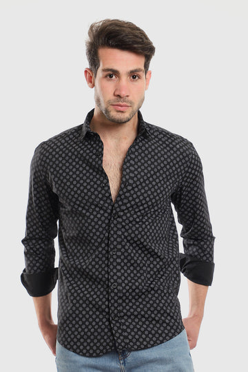 Buttons Down Pineapple Long Sleeves Shirt – Black
