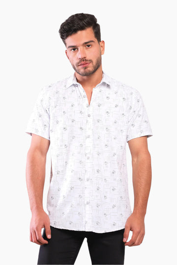 Branches & Dots Short Sleeves Shirt – White