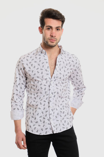 Buttons Down Pineapple Long Sleeves Shirt – White