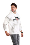 White With Touch Of White Casual Hoodie