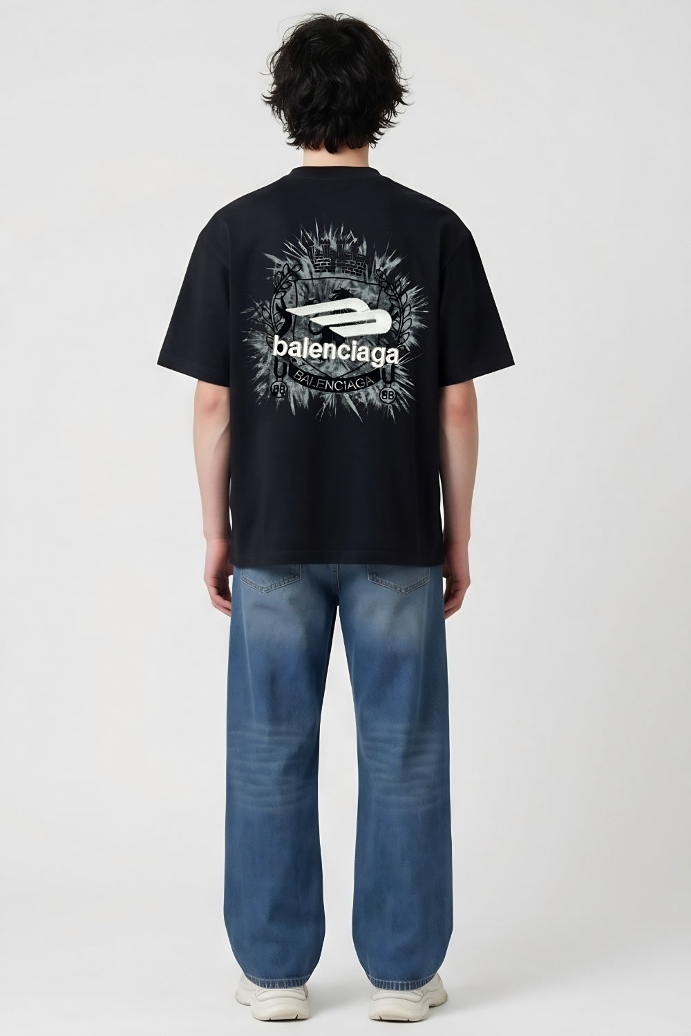 T-Shirt Balenciaga with Print & Embroidery – Premium Cotton Crew Neck Casual Streetwear Tee For Men
