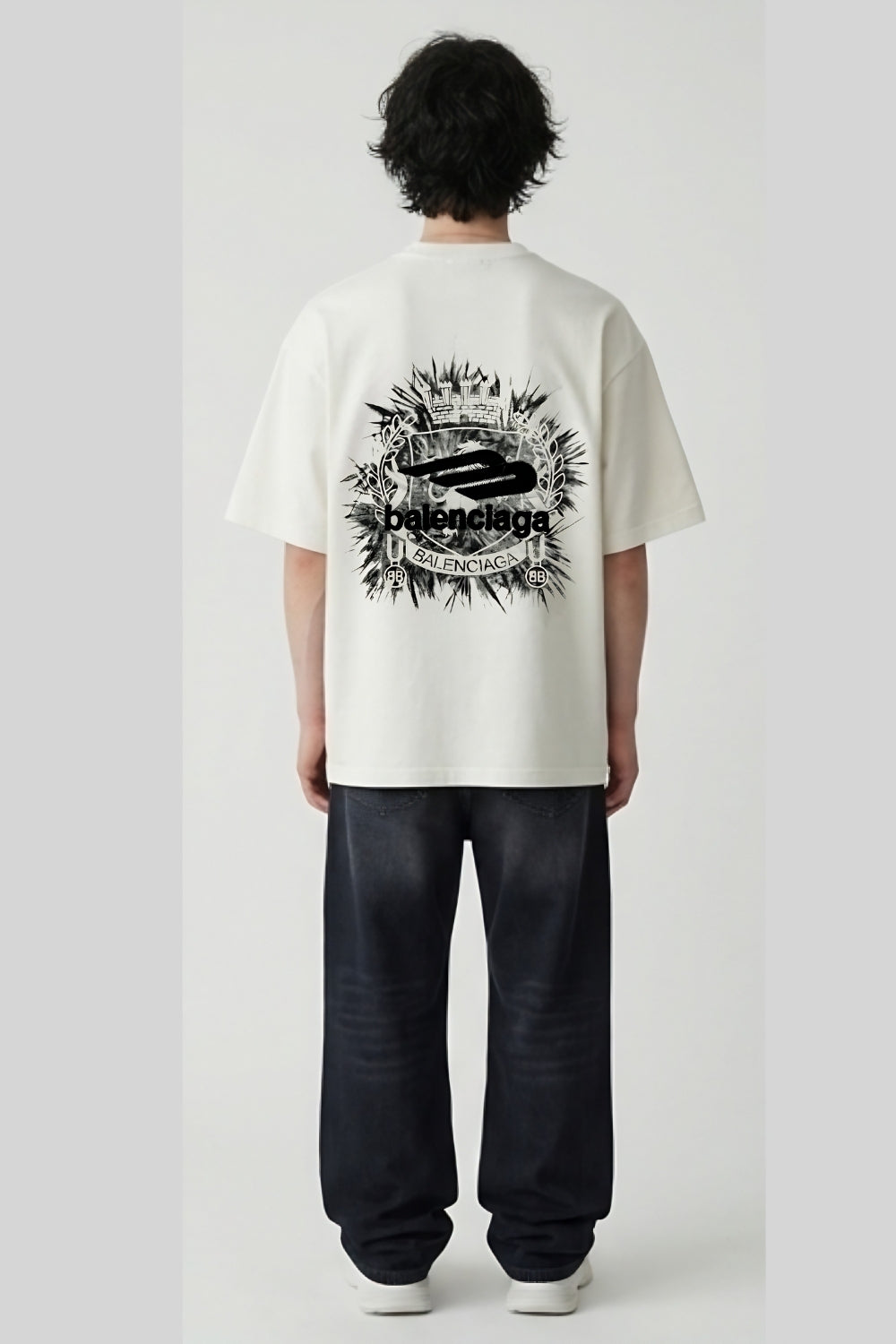 T-Shirt Balenciaga with Print & Embroidery – Premium Cotton Crew Neck Casual Streetwear Tee For Men