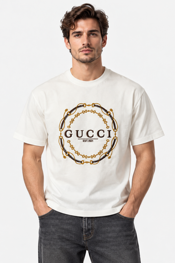 Men's Gucci Logo Graphic Print Oversized White T-Shirt