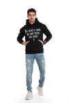 Long Sleeves Printed Hoodie - black