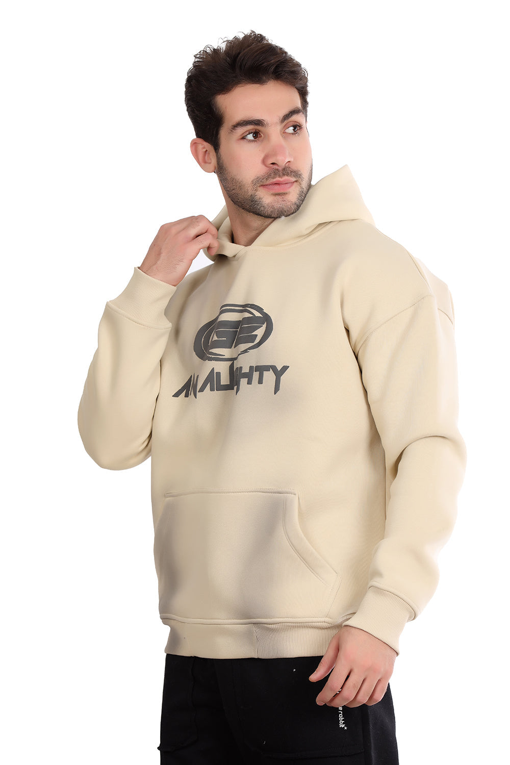 Trendy Printed Beige Hoodie