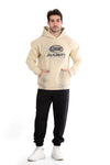 Trendy Printed Beige Hoodie