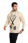 Trendy Printed Beige Hoodie