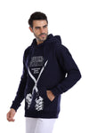 Trendy Printed navy Blue Hoodie