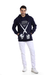 Trendy Printed navy Blue Hoodie