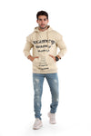 Trendy Printed Beige Hoodie