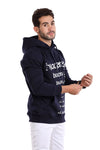 Trendy Printed Navy Blue Hoodie