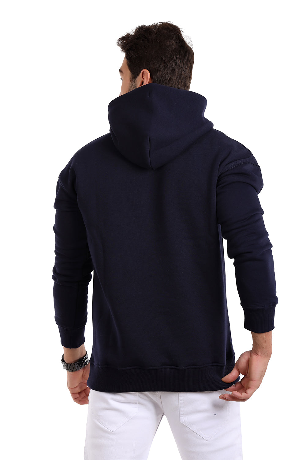 Trendy Printed Navy Blue Hoodie