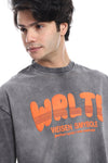 3D Pattern Stone Wash Slip On T-Shirt - Grey & Orange