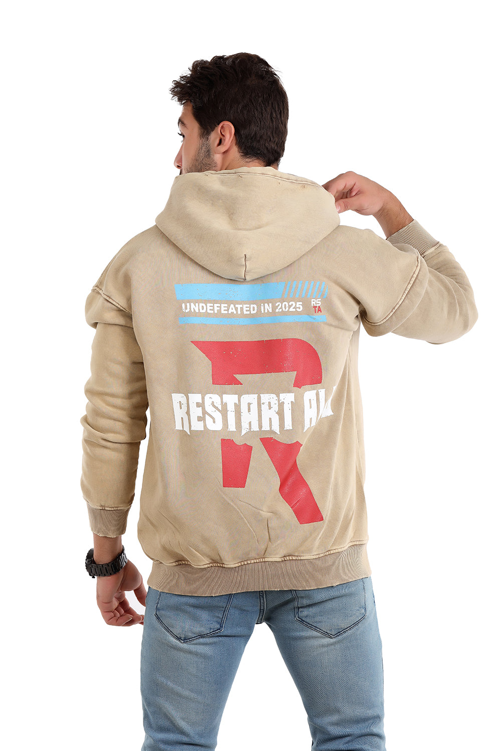 "RSTA" Beige Printed Hoodie