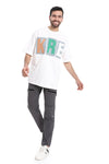 "KRE" Printed Pattern Round Neck T-Shirt - White