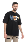 "Hey!" Printed Short Sleeves T-Shirt - Beige