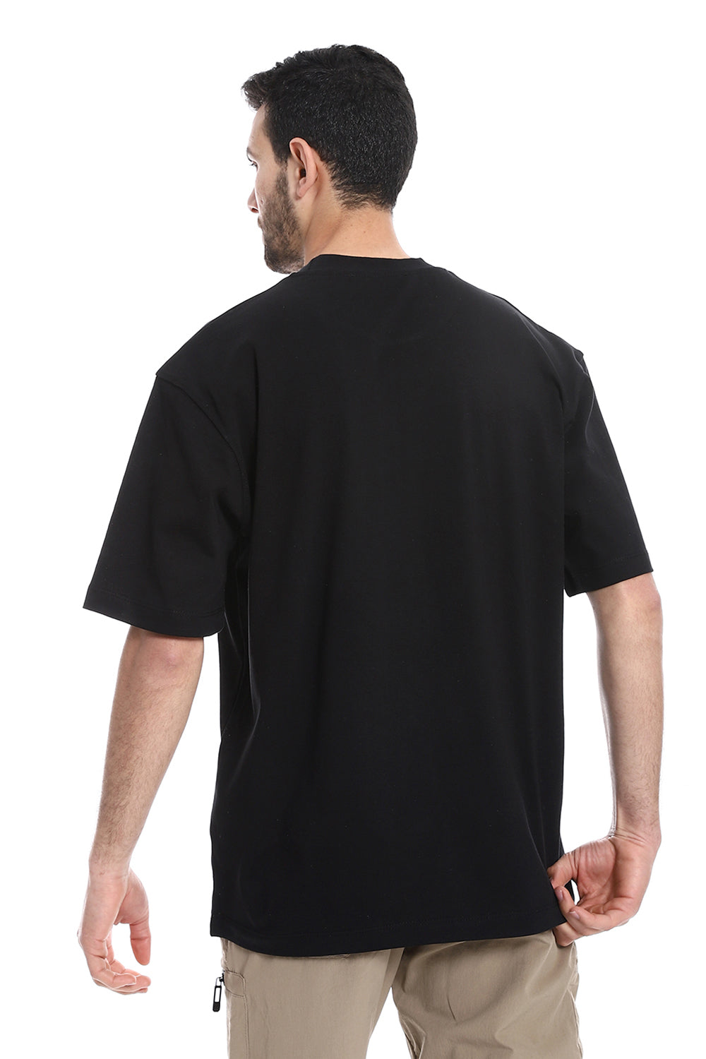 "Hey!" Printed Short Sleeves T-Shirt – Black