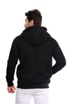 Basic Inner Fleece Zip Through Hoodie-Black