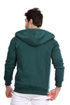 Basic Inner Fleece Zip Through Hoodie-Green