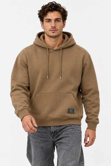 Men's Caffe Oversized Hoodie with Drawstring Hood and Kangaroo Pocket – Casual Winter Sweatshirt