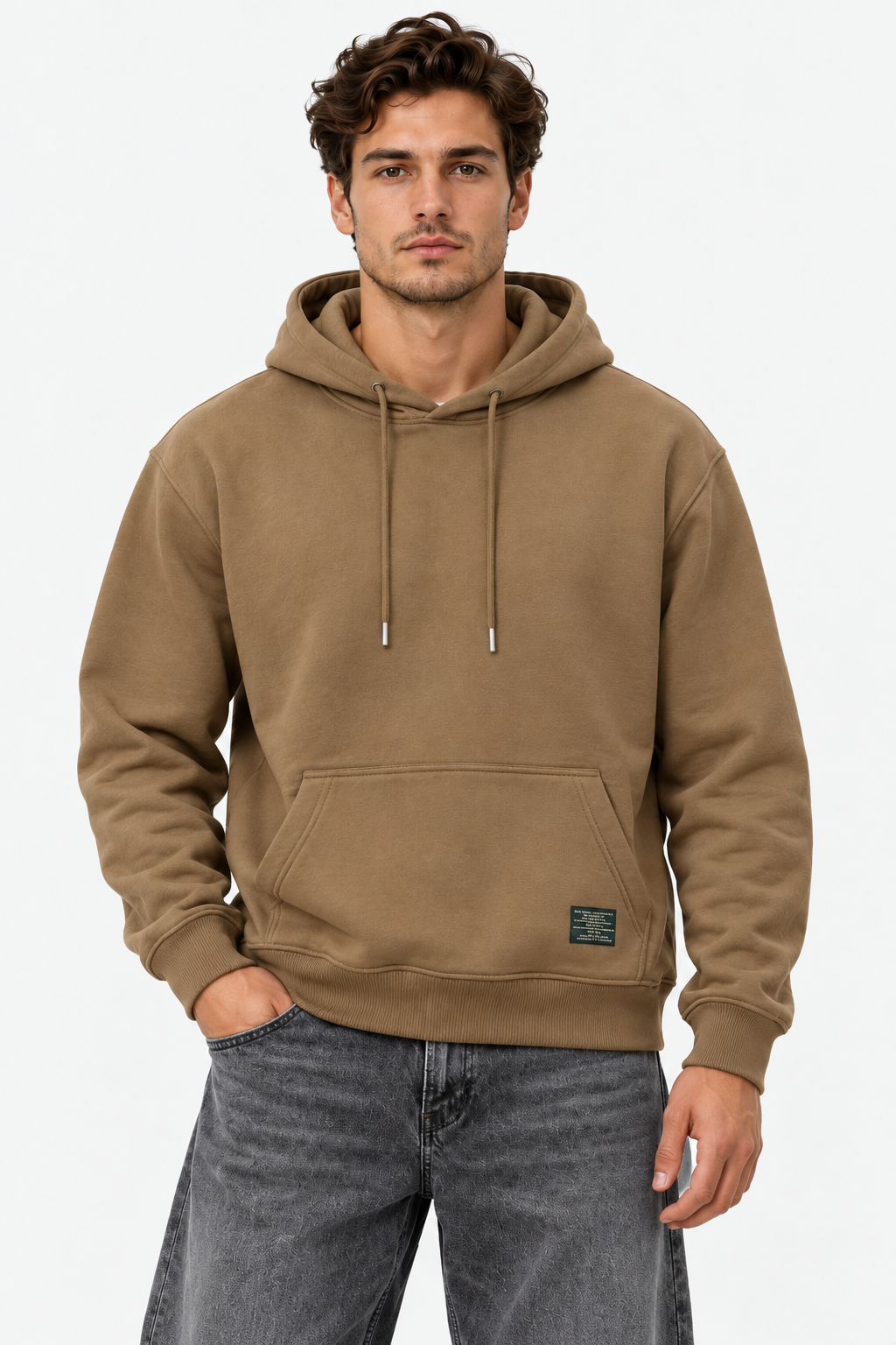 Men's Caffe Oversized Hoodie with Drawstring Hood and Kangaroo Pocket – Casual Winter Sweatshirt