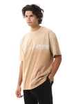 Gradient Heather Beige With Decorated Badge T-Shirt