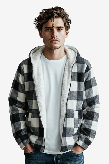 Padded Long Sleeves Zipper Hooded Jacket